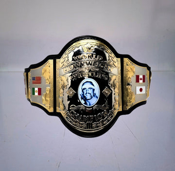 Hulk Hogan Mystery Belt – 1986 WWF heavyweight title with bold design, perfect for collectors of rare wrestling memorabilia.