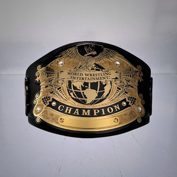 WWE Undisputed Championship Belt 2001 with a gold plate, eagle, and globe design.
