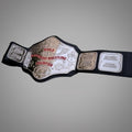 1984 Hulk Hogan WWF Championship Belt showing plate engravings and leather texture.