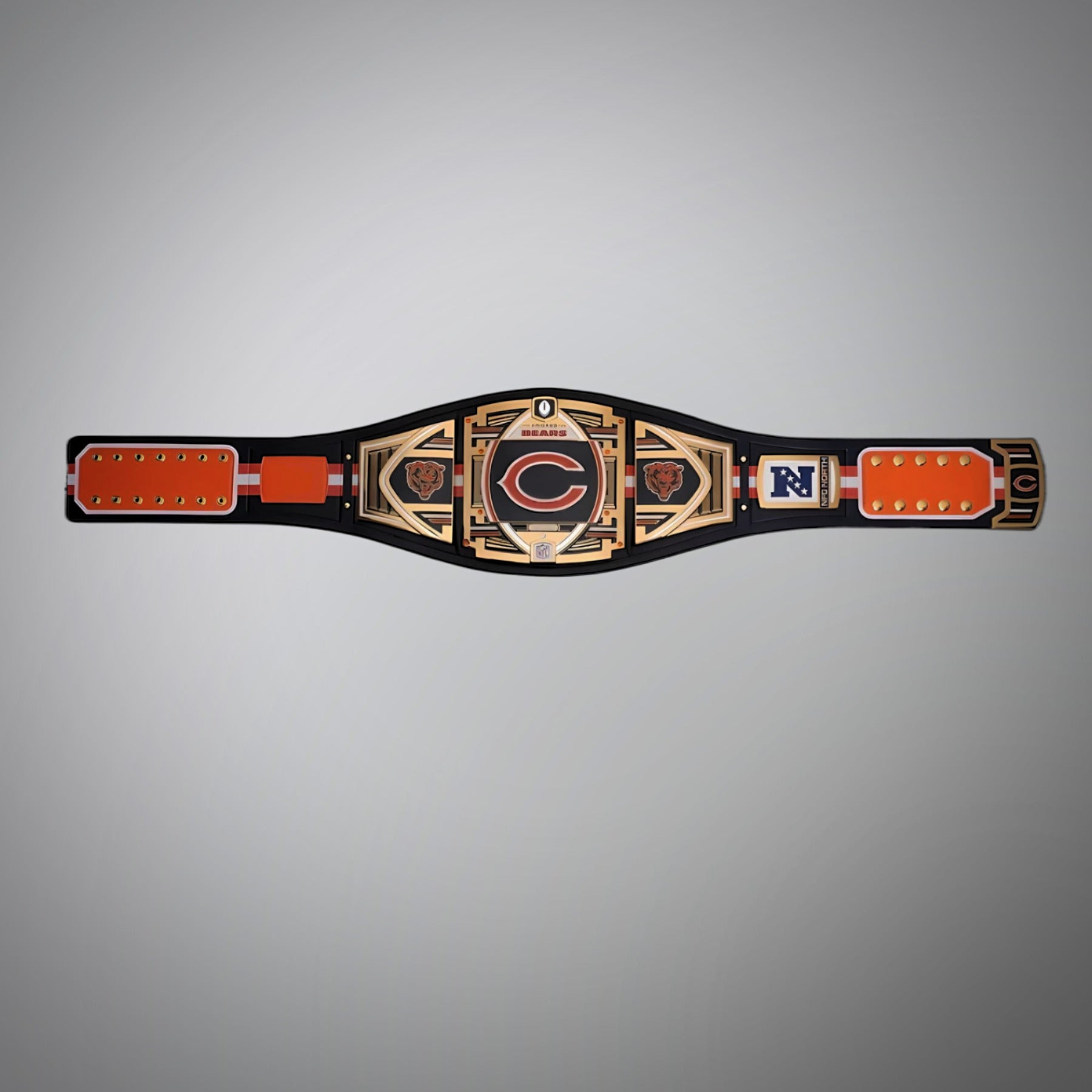 Exclusive Chicago Bears championship belt combining WWE and NFL elements.