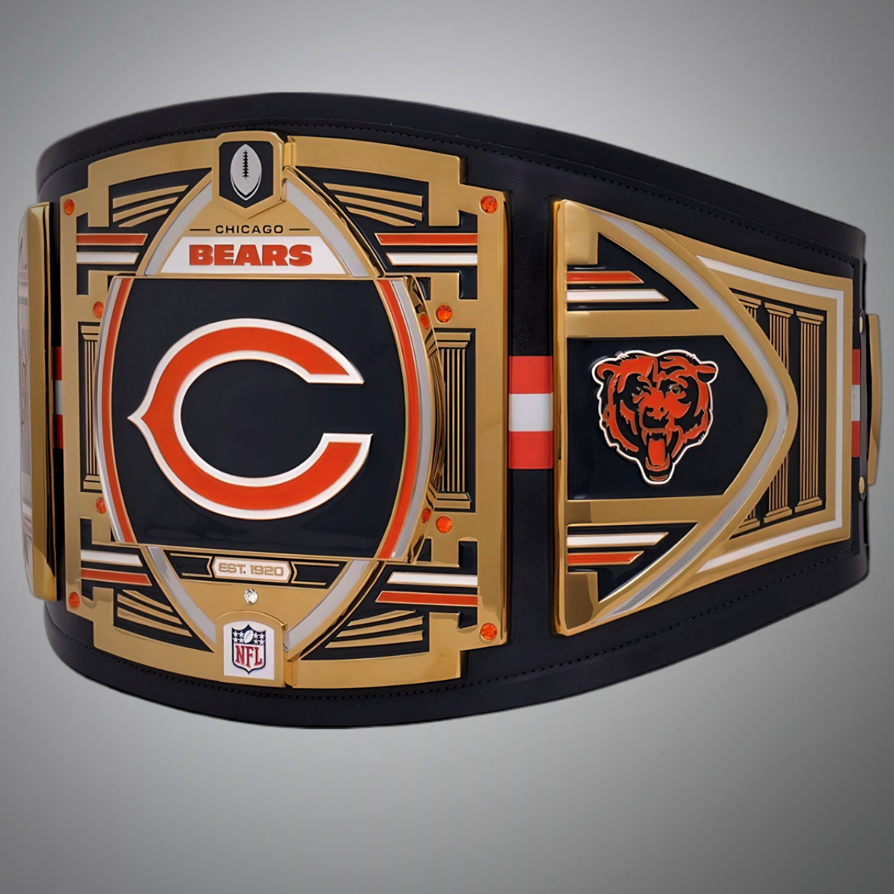 Chicago Bears WWE-style championship belt showcasing special edition branding.