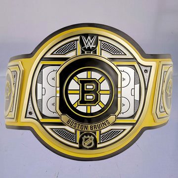 Boston Bruins WWE NHL Belt featuring the team's logo and colors.