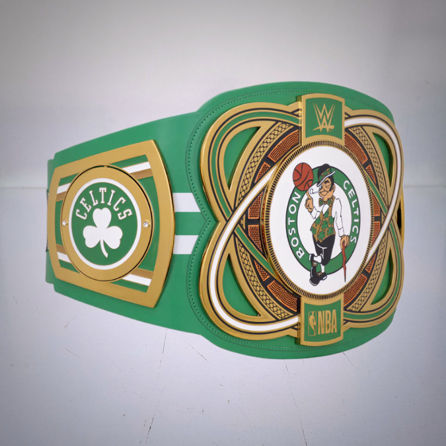 WWE Boston Celtics NBA Legacy Championship Belt combining basketball and wrestling pride.