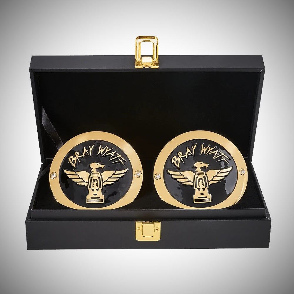 WWE championship title box set featuring Bray Wyatt side plates.