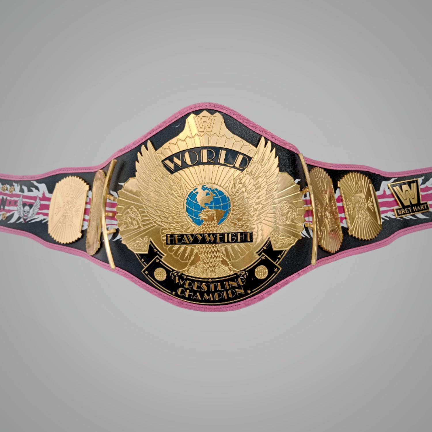 Custom Bret Hart WWE Champion replica belt.