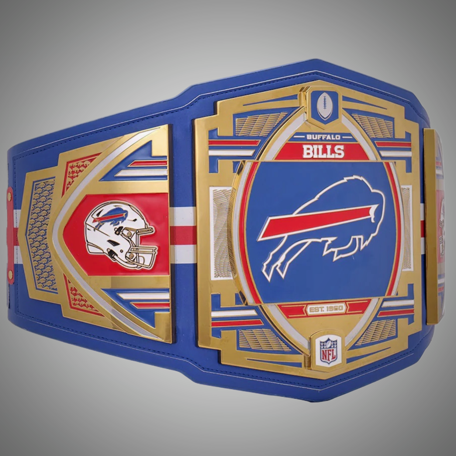 Exclusive Buffalo Bills championship belt combining WWE and NFL elements.