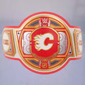 WWE Calgary Flames NHL Legacy Belt featuring the team's logo and colors.