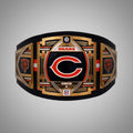 This image showcases the front view of the Chicago Bears NFL Belt Legacy Championship Replica Football Title, offering a detailed look at its design and quality craftsmanship. Perfect for fans looking to support the Bears in style.