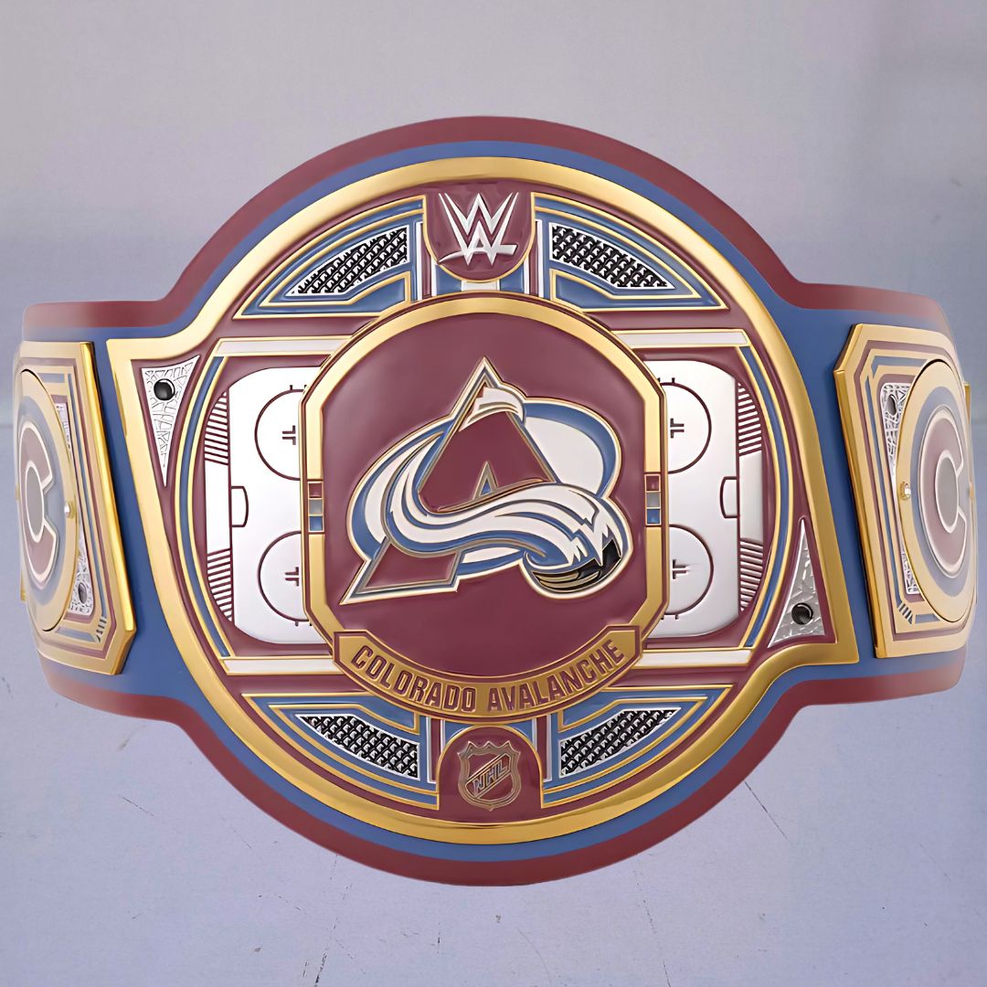 WWE Colorado Avalanche NHL Belt featuring the team's logo and colors.