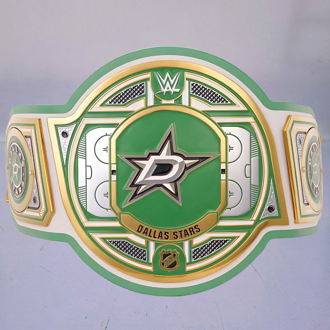 Dallas Stars WWE NHL Belt featuring the team's logo and colors.