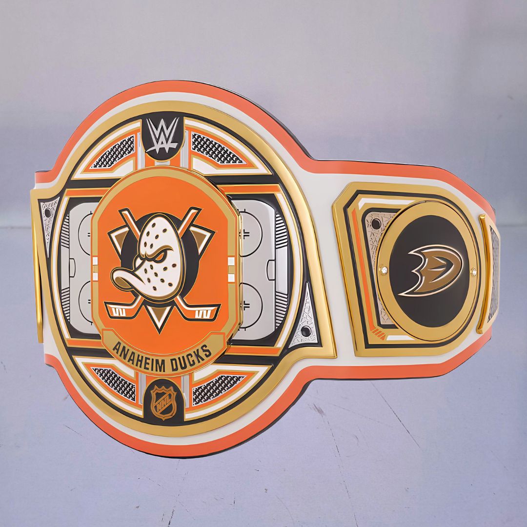 WWE Anaheim Ducks NHL Belt featuring the team's logo and colors.