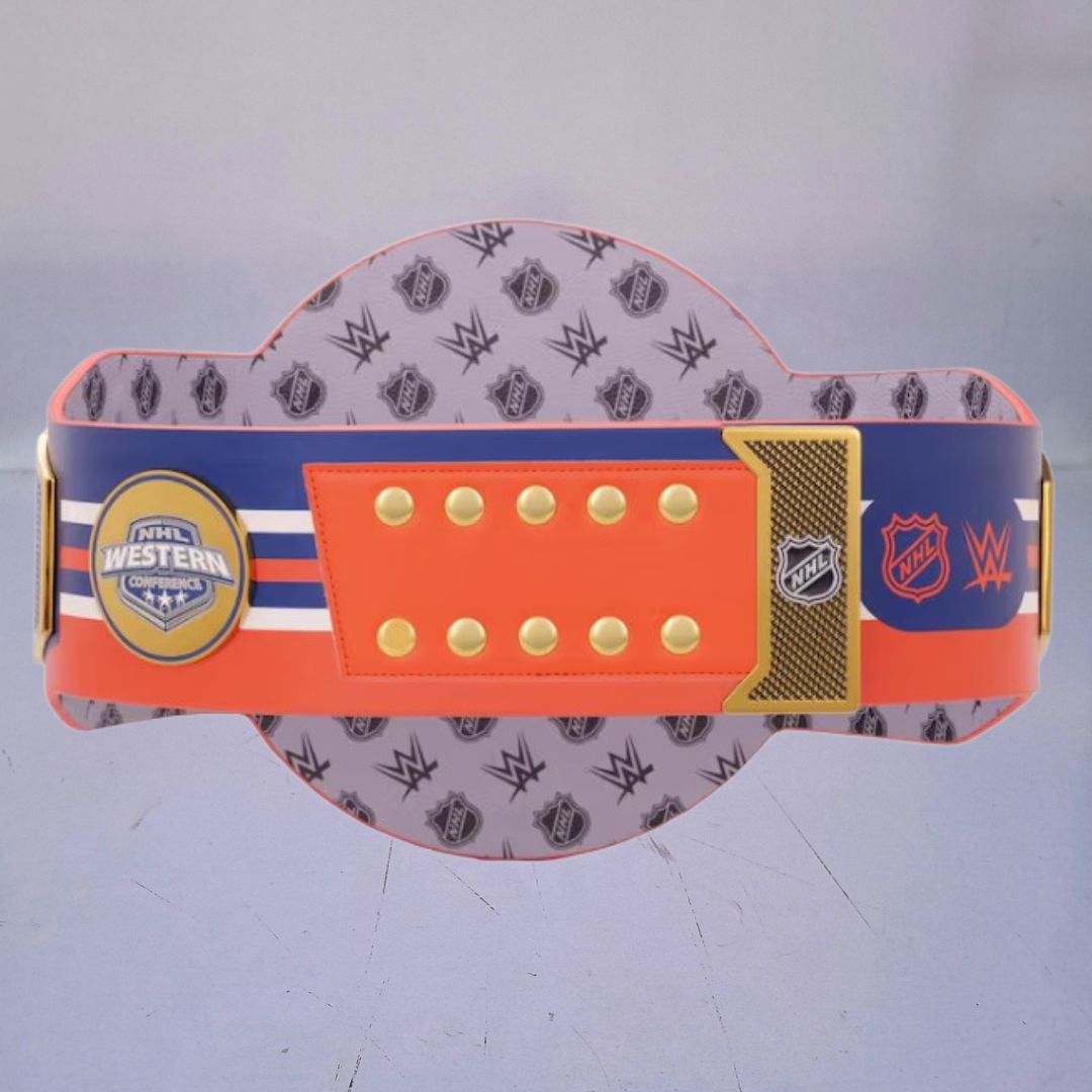 WWE-style championship belt customized for Edmonton Oilers fans, blending hockey and wrestling traditions.