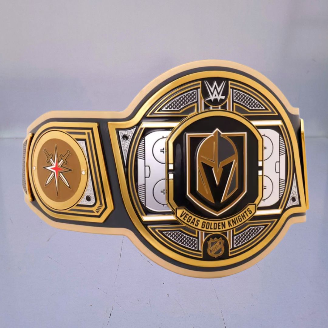 Vegas Golden Knights Championship Belt featuring WWE and NHL Legacy Title design.