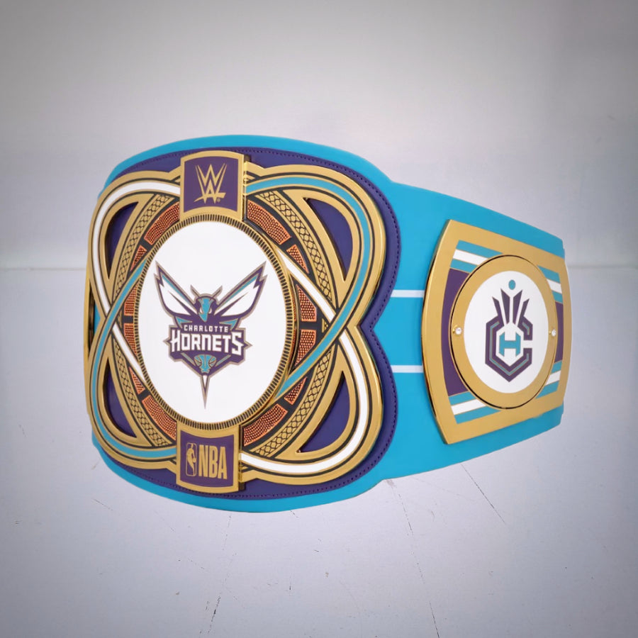 Charlotte Hornets WWE NBA Legacy Championship Belt blending basketball pride and wrestling history.