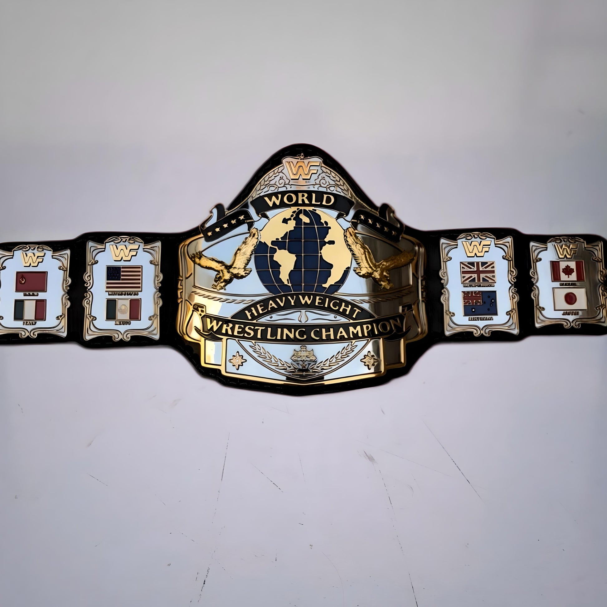 Andre the Giant dual plated belt from 1987 – Hulk Hogan era WWF title for hardcore fans and collectors.