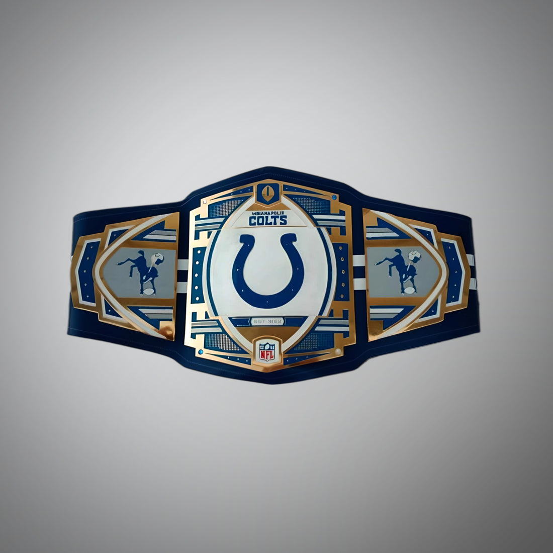 Indianapolis Colts WWE Belt featuring NFL Legacy Championship design.