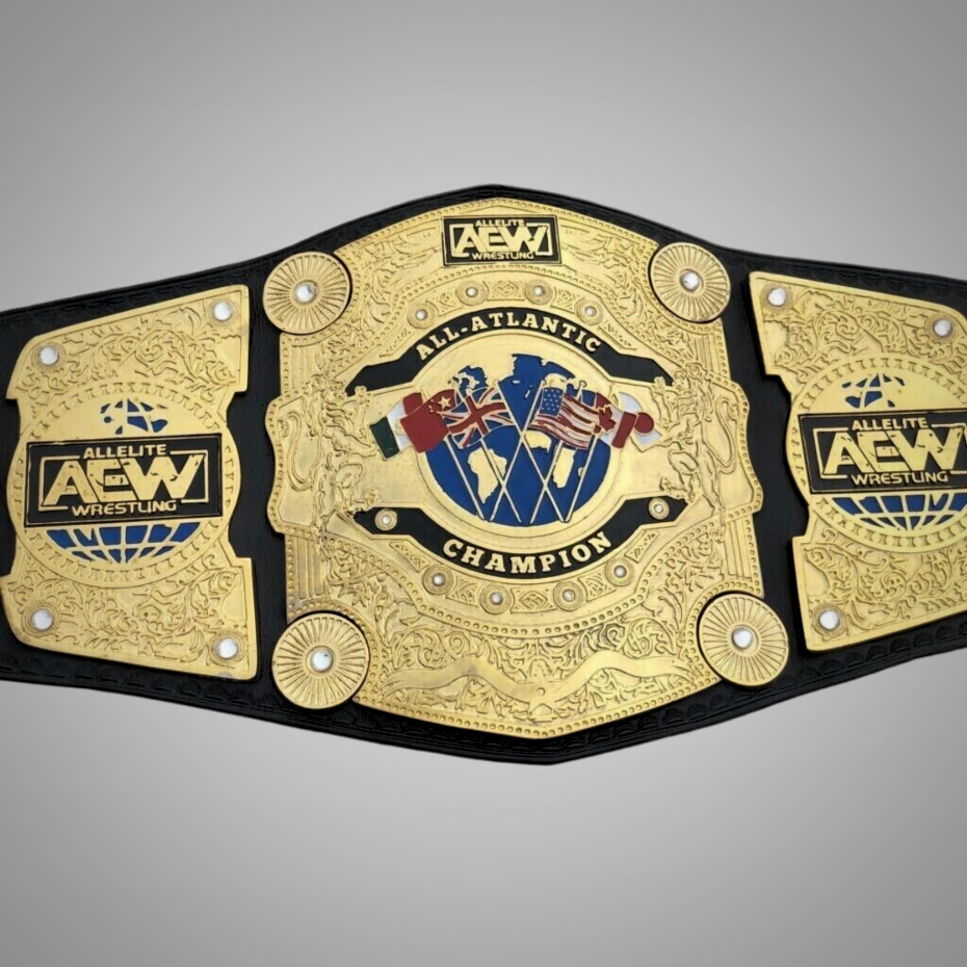 AEW All-Atlantic Title International Championship Belt replica.