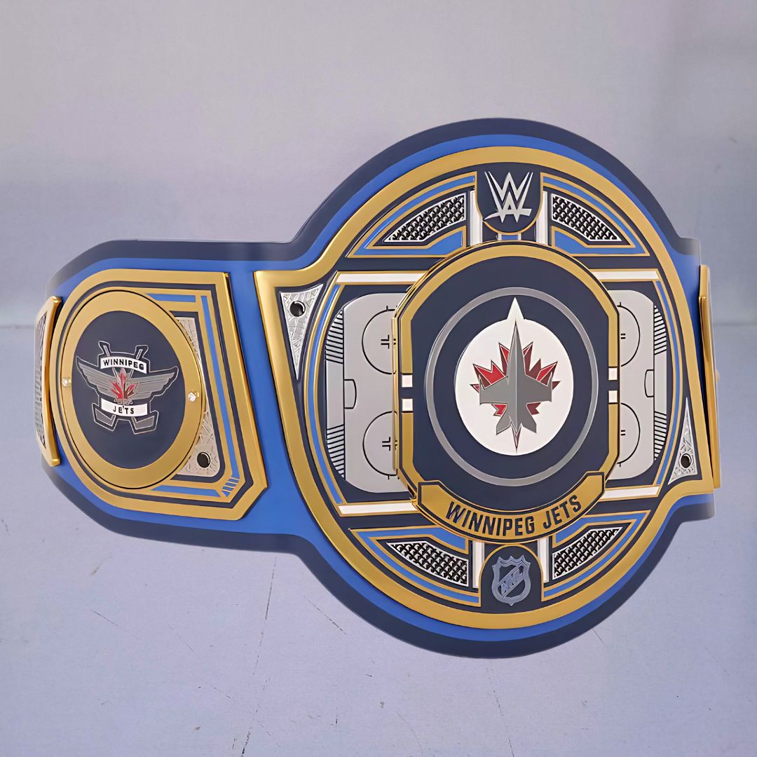 Winnipeg Jets WWE NHL Belt featuring the team's logo and colors.
