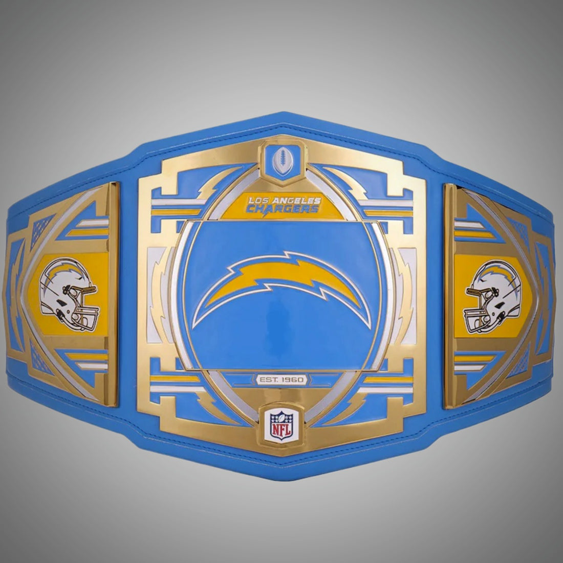 Los Angeles Chargers Championship Belt featuring WWE Legacy Title design.