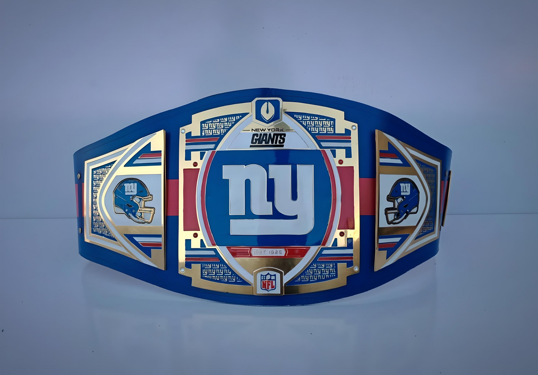 New York Giants Championship Belt featuring WWE and NFL Limited Edition design.