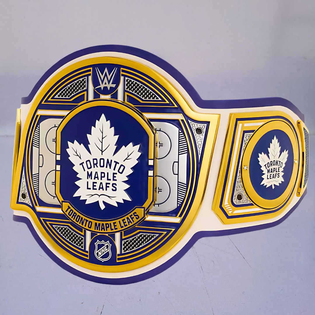 WWE Toronto Maple Leafs NHL Belt featuring the team's logo and colors.