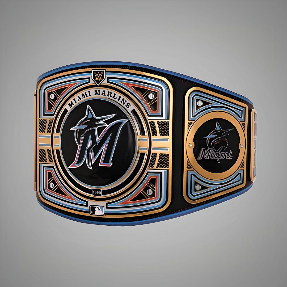 Miami Marlins themed WWE MLB Legacy Championship Belt with team colors"