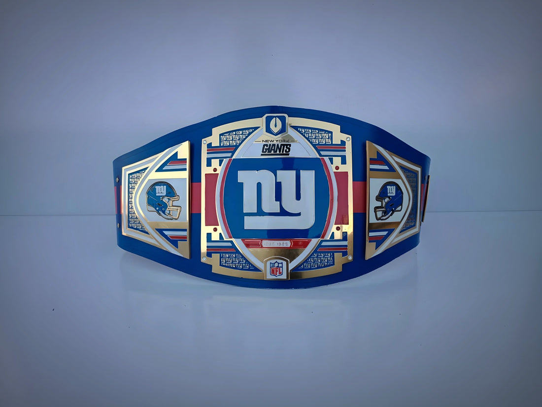 New York Giants Championship Belt featuring WWE and NFL Limited Edition design.