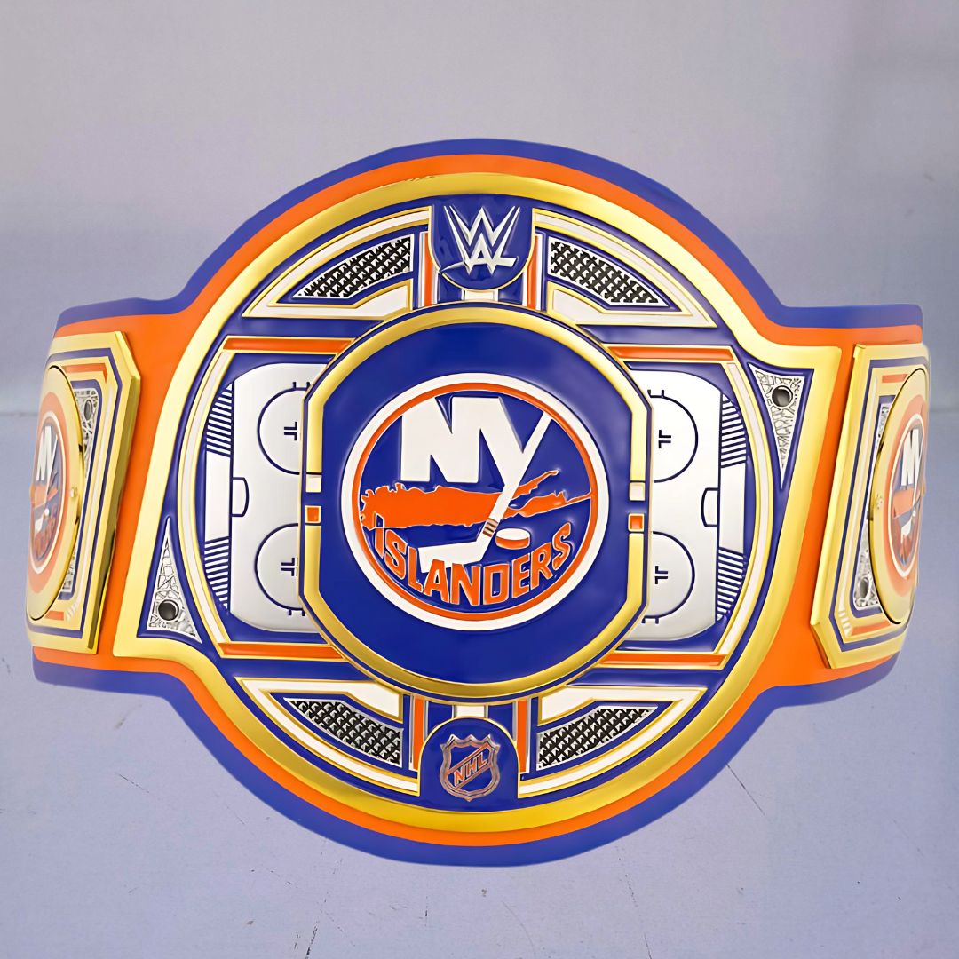 New York Islanders WWE NHL Legacy Belt featuring the team's logo and colors.