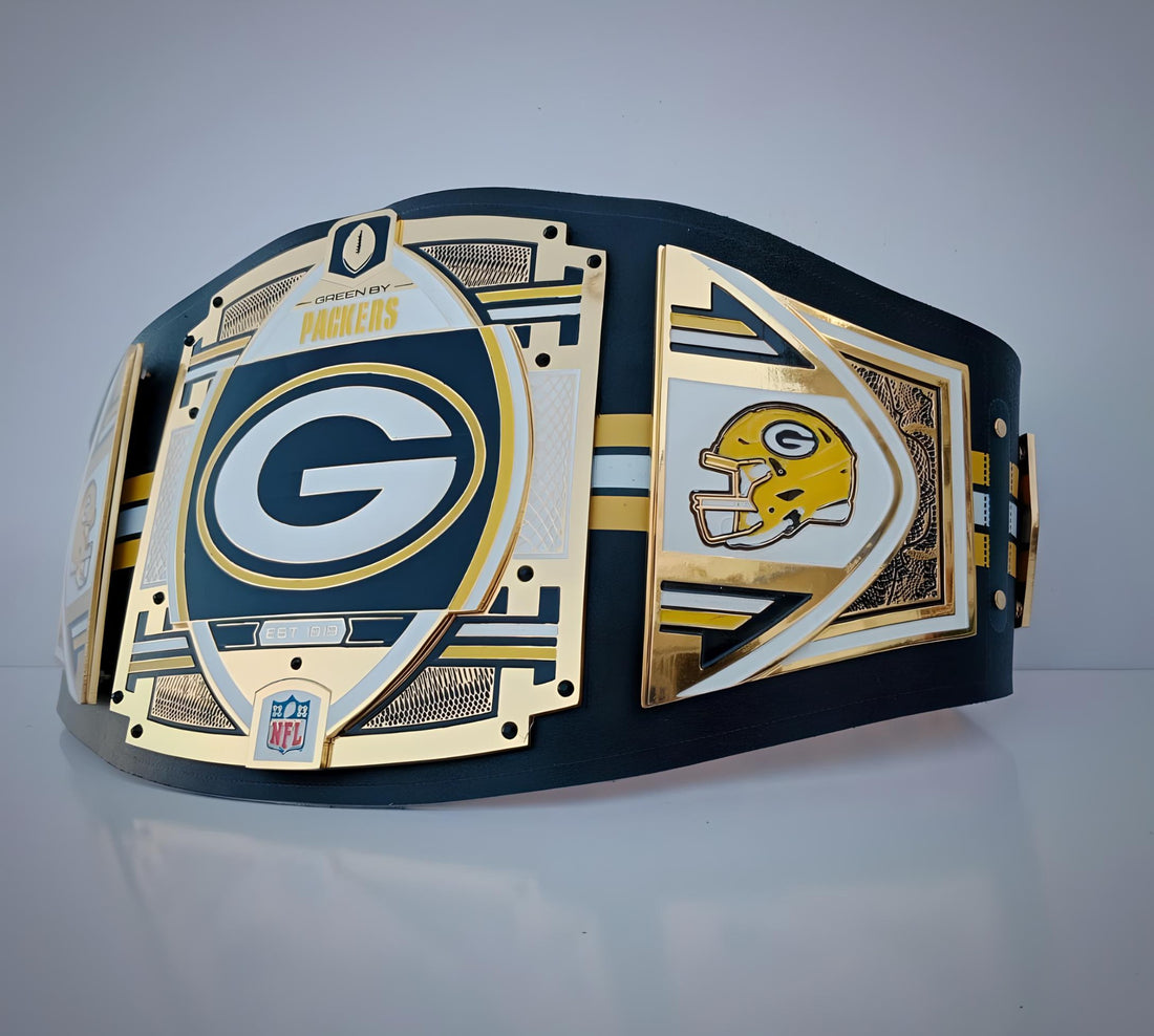 Green Bay Packers WWE Belt featuring NFL Championship Legacy Edition design.