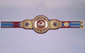 Detailed view of the WWE Championship Belt for the Colorado Avalanche, featuring embossed logos and a polished finish.