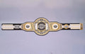 Detailed view of the Los Angeles Kings WWE Championship Belt, featuring embossed logos and a sleek finish.