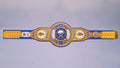 Detailed view of the Buffalo Sabres WWE Championship Belt, featuring embossed logos and a polished finish.