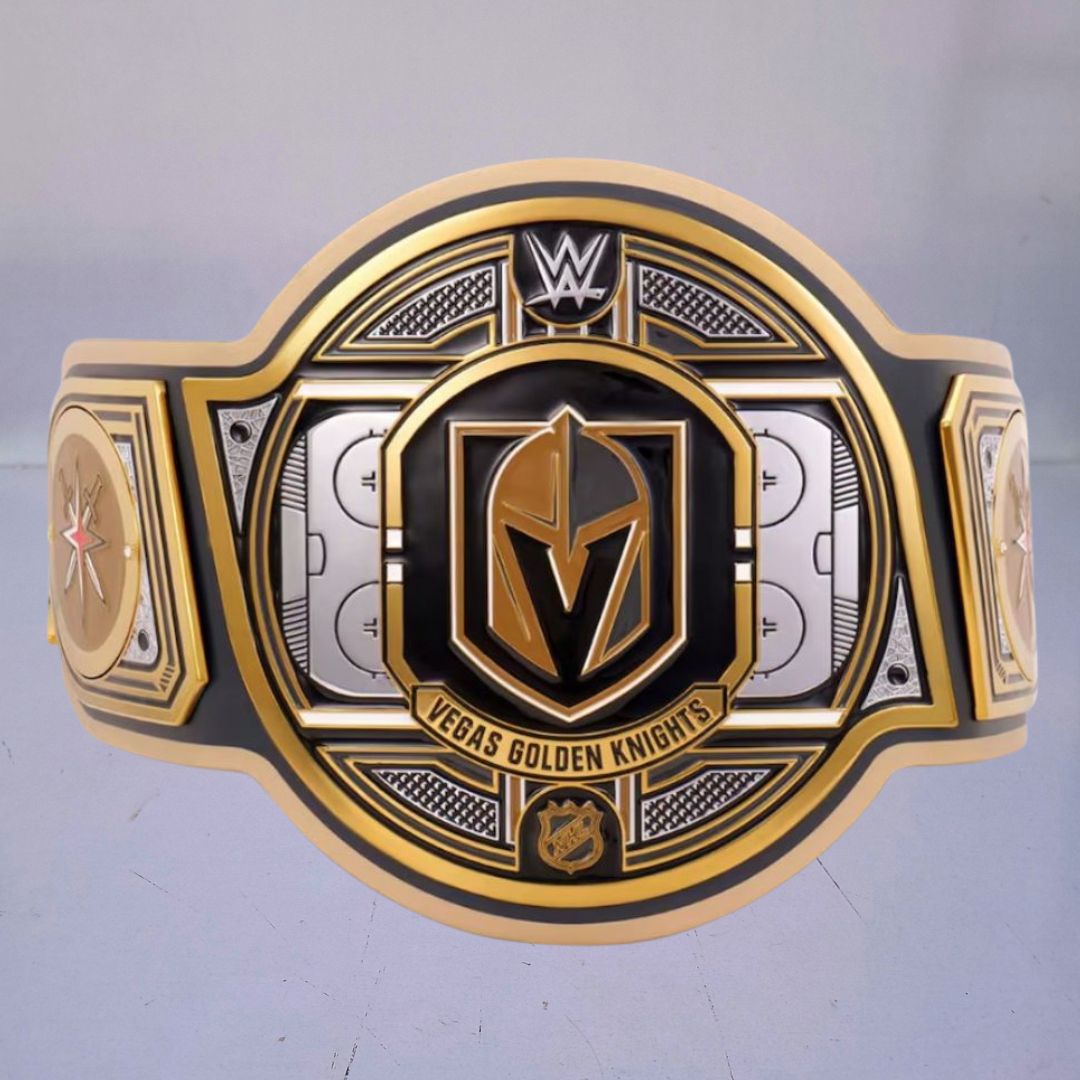 Vegas Golden Knights Championship Belt featuring WWE and NHL Legacy Title design.