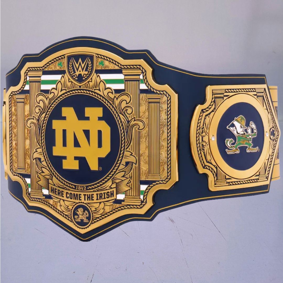 Notre Dame Fighting Irish WWE Wrestling Belt featuring Legacy Title design.