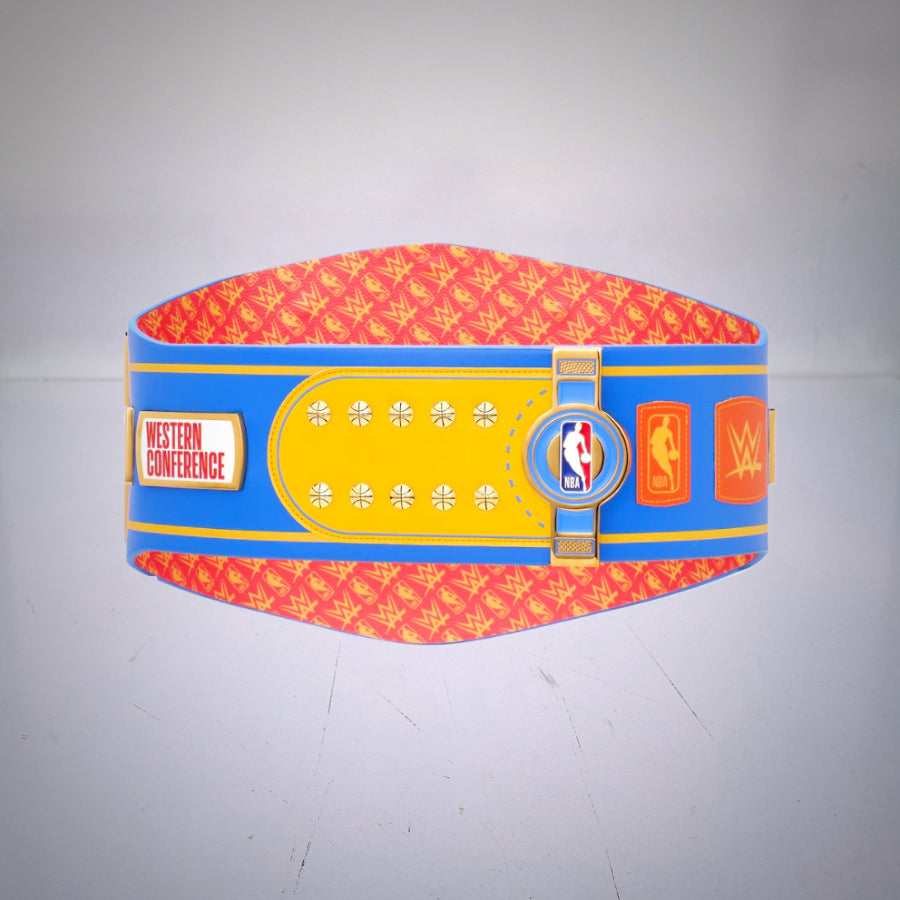 Detailed shot of the Oklahoma City Thunder WWE NBA Legacy Championship Belt.