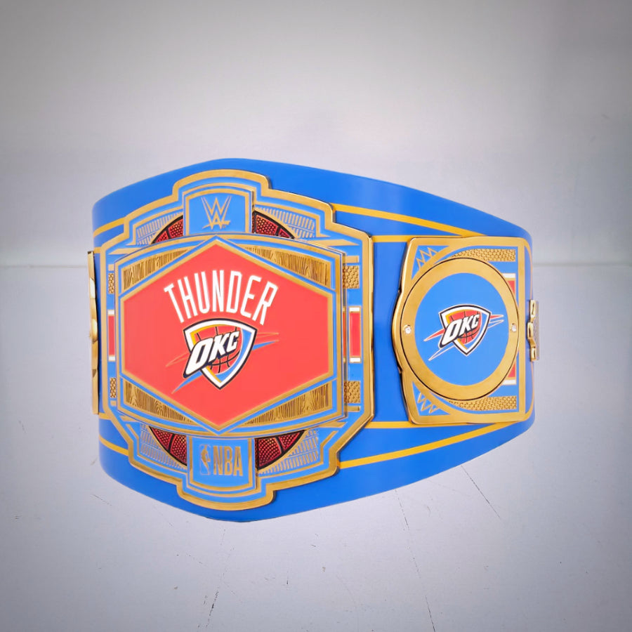 Oklahoma City Thunder WWE NBA Legacy Championship Belt blending basketball and wrestling greatness.