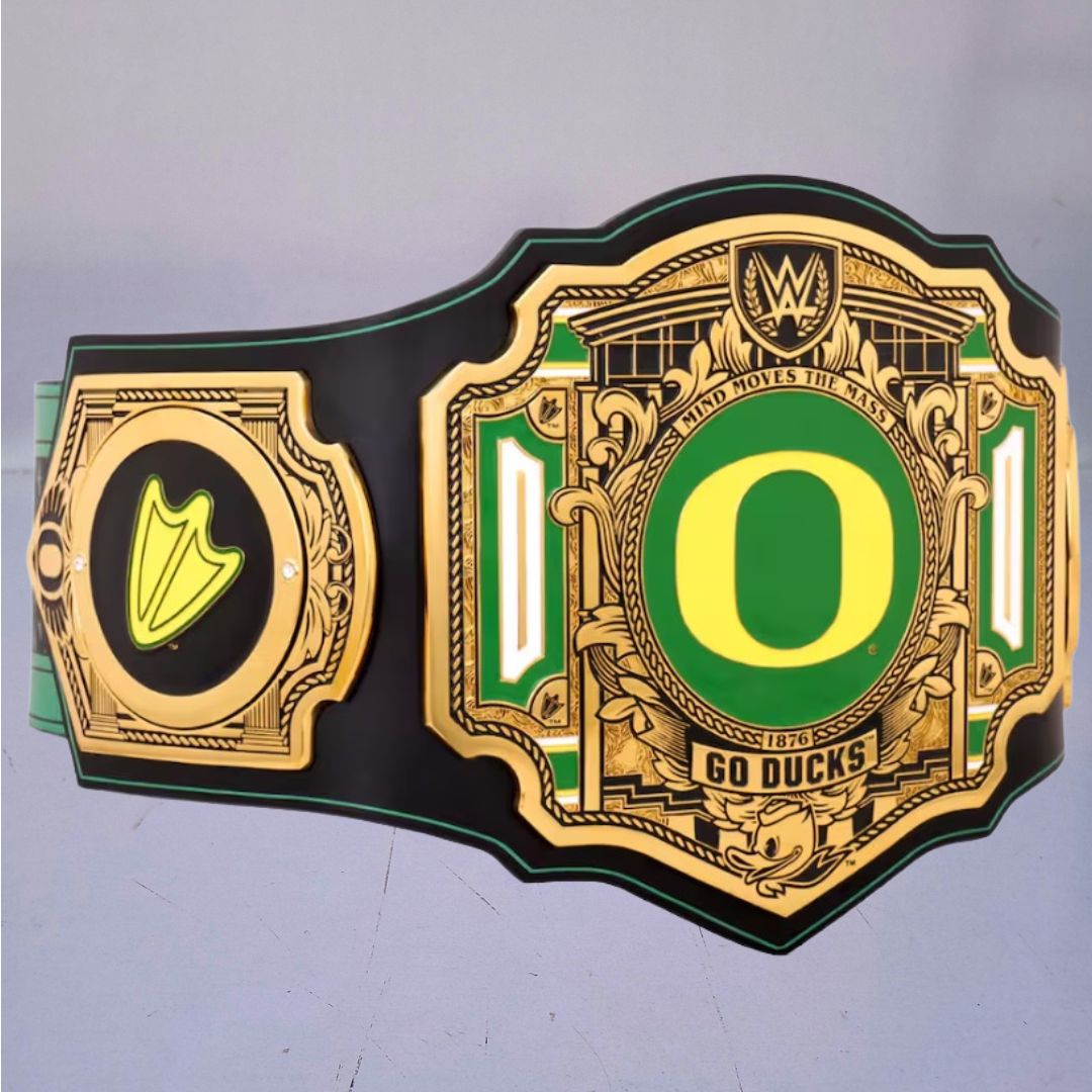 Oregon Ducks WWE Championship Belt featuring Legacy Title design.