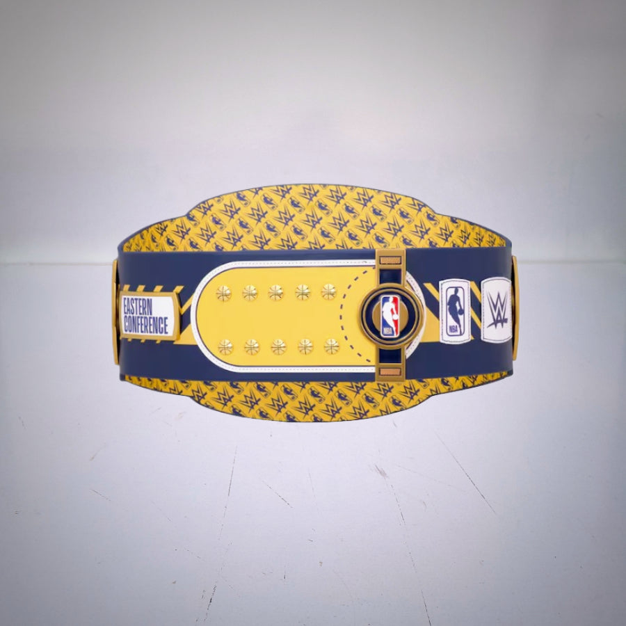 Close-up of the Indiana Pacers WWE Legacy Championship Belt.