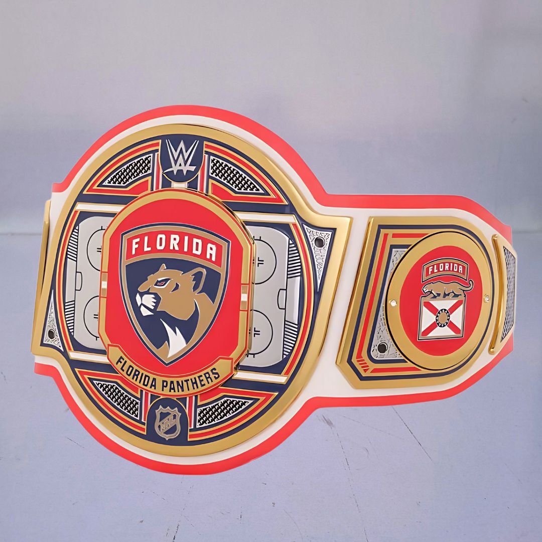 Florida Panthers WWE NHL Championship Belt featuring the team's logo and colors.