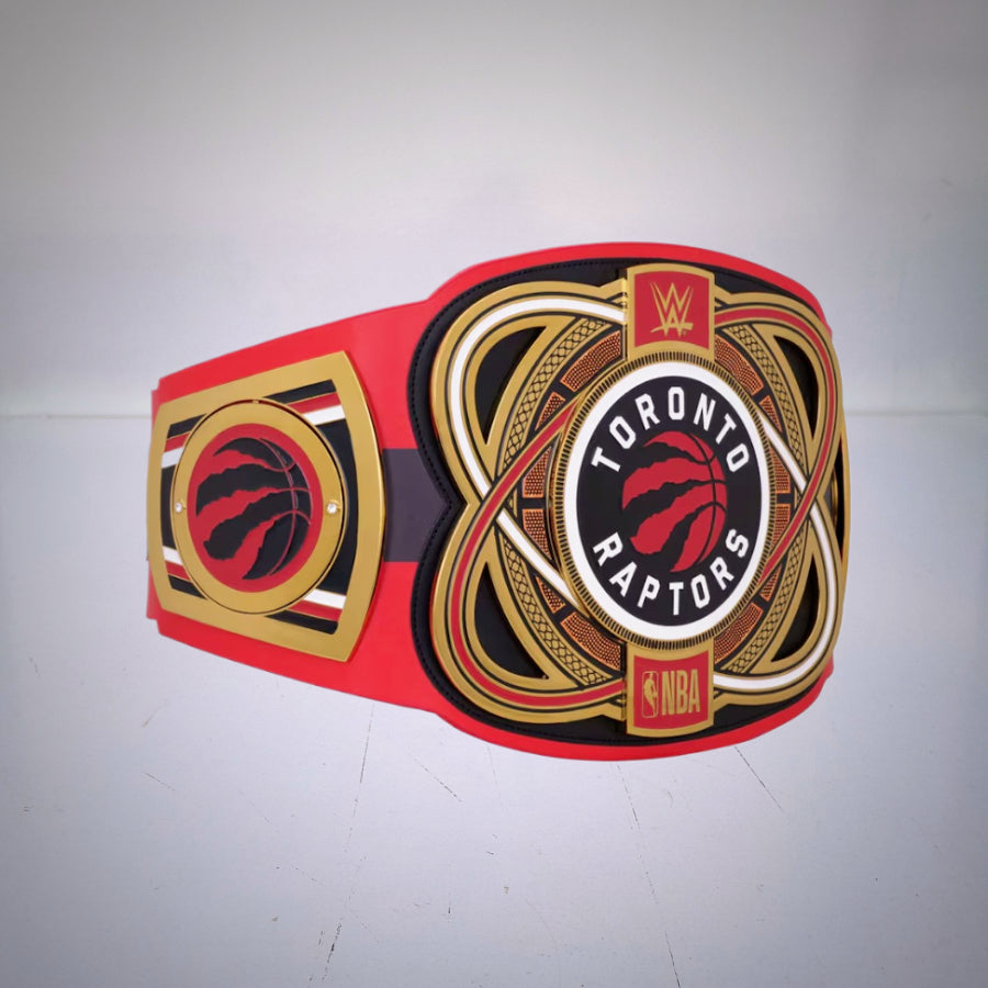 Close-up of the Toronto Raptors WWE NBA Legacy Championship Belt.