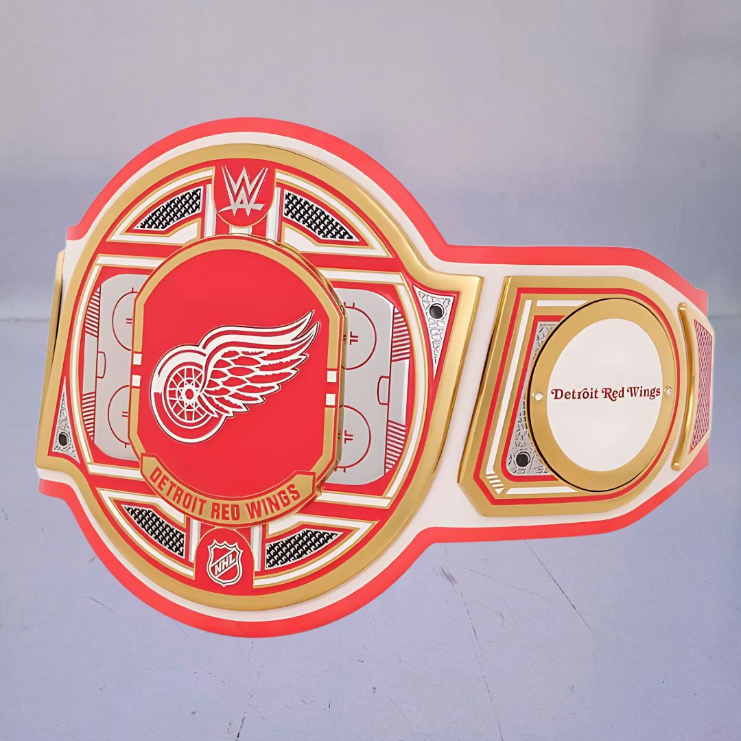 Detroit Red Wings WWE NHL Wrestling Belt featuring the team's iconic logo and colors.