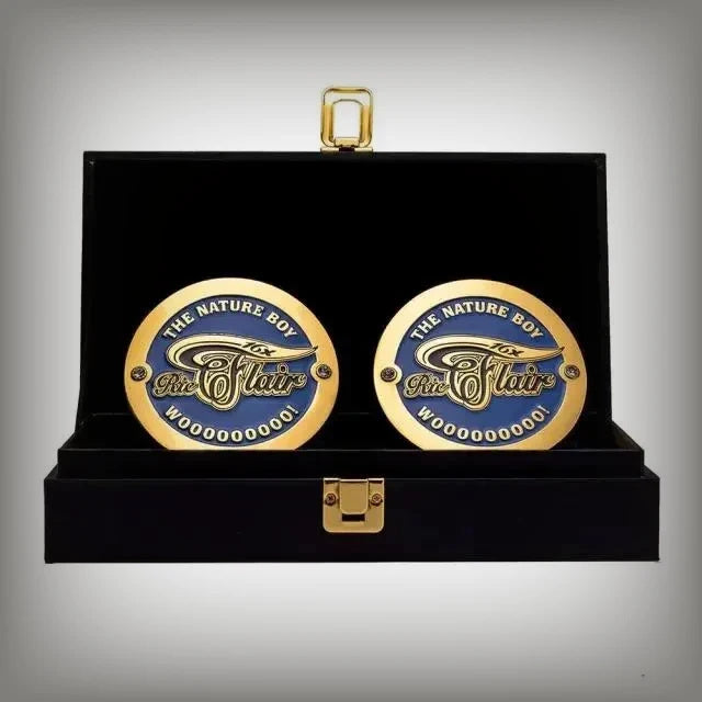 WWE championship title box set featuring Ric Flair side plates.