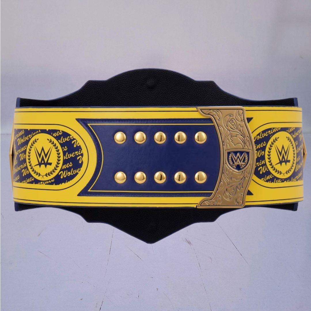 Michigan Wolverines WWE-style championship belt showcasing Legacy Edition branding.