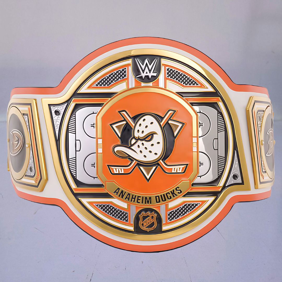 WWE Anaheim Ducks NHL Belt featuring the team's logo and colors.
