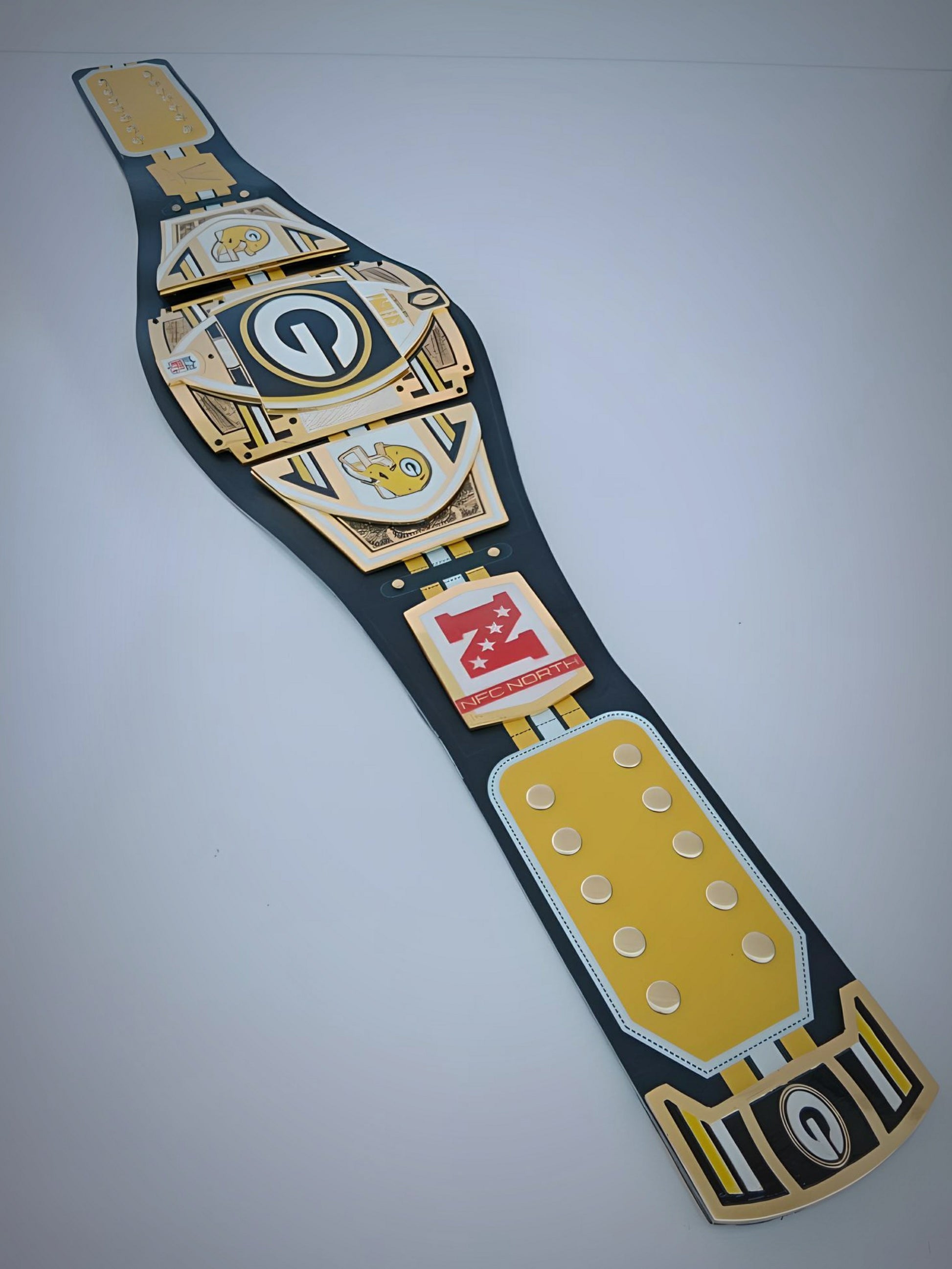 Unique Green Bay Packers championship belt celebrating WWE and NFL traditions.