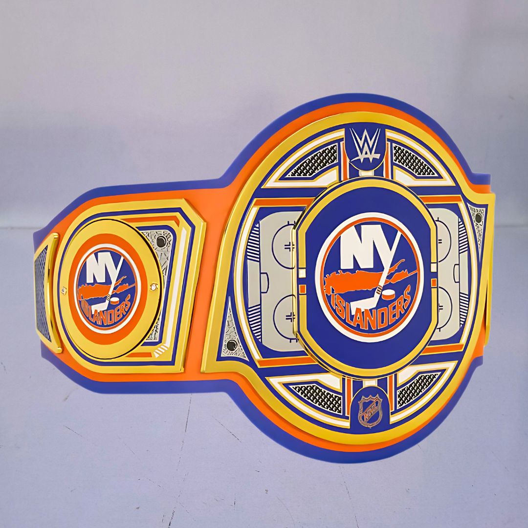 New York Islanders WWE NHL Legacy Belt featuring the team's logo and colors.