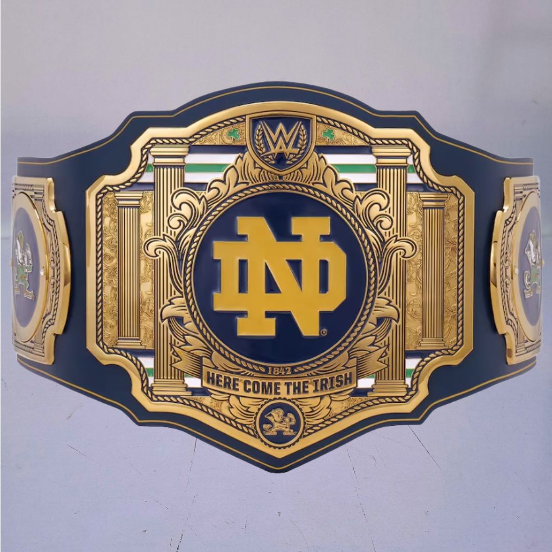 Notre Dame Fighting Irish WWE Wrestling Belt featuring Legacy Title design.