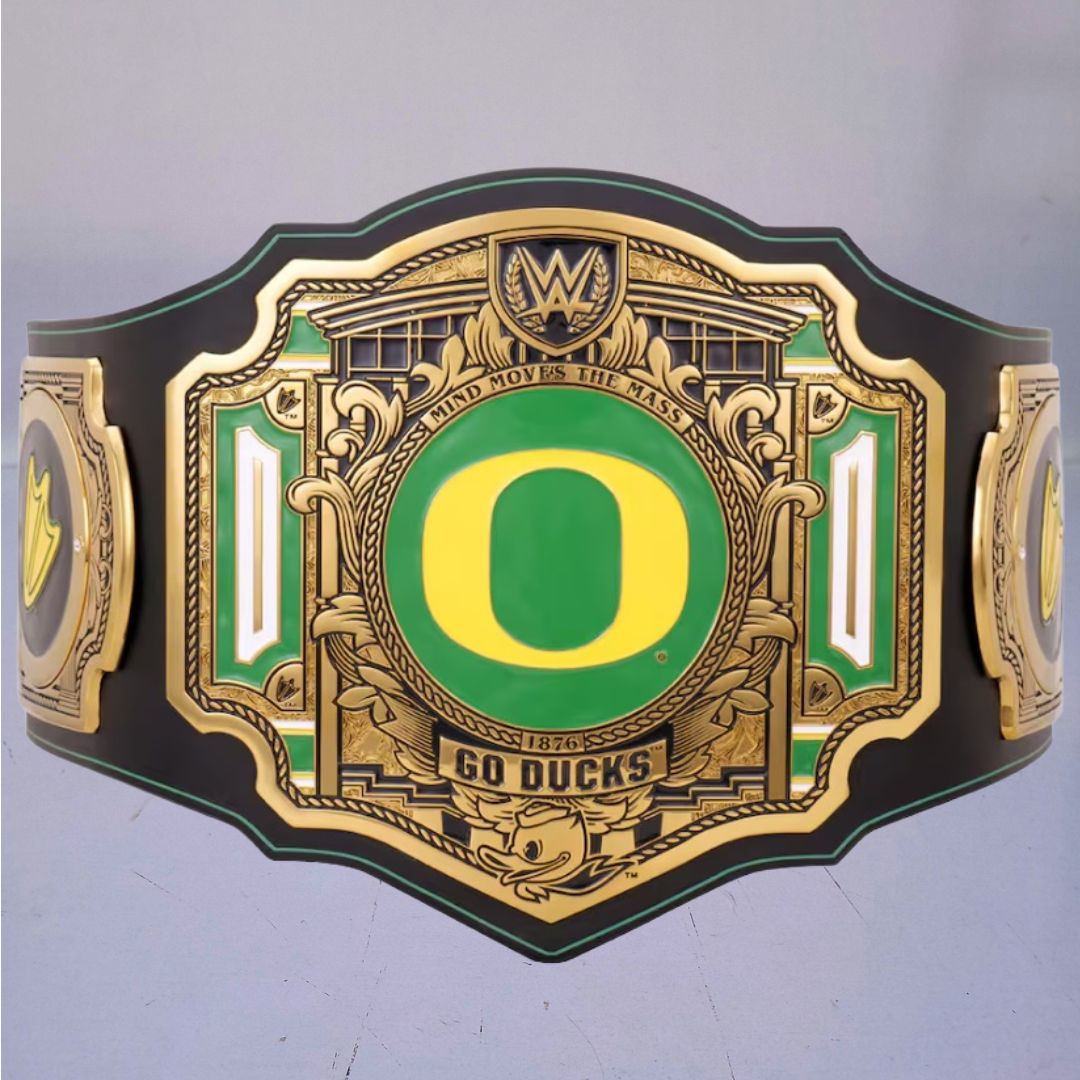 Oregon Ducks WWE Championship Belt featuring Legacy Title design.