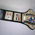 Side view of the Hulk Hogan 1986 WWF belt highlighting the detailed side plates and vintage construction.