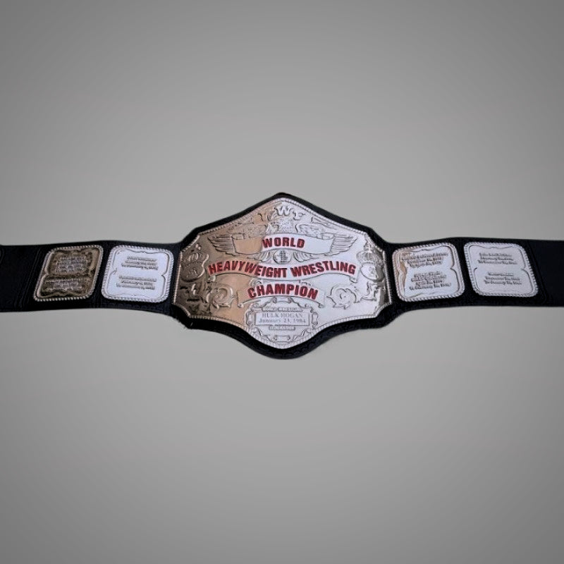 Hulk Hogan’s 1984 WWF Championship Belt, showcasing the early title design from his legendary first reign.